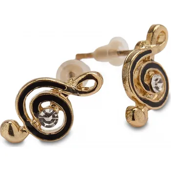 Náušnice Náušnice houslové klíče s kamínky - zlaté s černým malováním