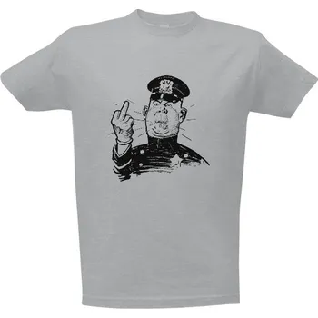 Pánská móda Tričko s potiskem Policajt ukazuje prostředníček pánské