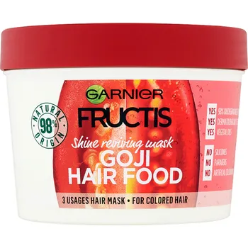 Vlasová regenerace Garnier Fructis Goji Hair Food maska na barvené vlasy 390 ml