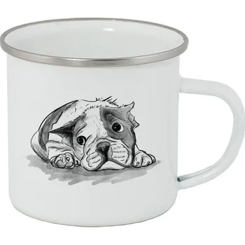 Plecháček - nerezový lem s potiskem Buldoček - plecháček