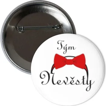 Svatební dekorace Odznáček s potiskem Tým nevěsty s mašlí