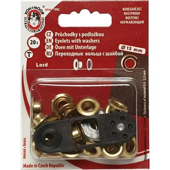 Průchodky s podložkou Ms, 13mm (v.7), zlaté, 20ks