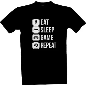 Tričko s potiskem EAT, SLEEP, GAME, REPEAT! pánské