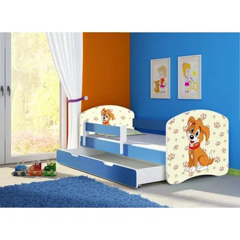 Dětská postel Dětská postel - Pejsek 2 140x70 cm + šuplík modrá