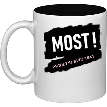 Hrnek malý bílý s potiskem PŘIDEJ SI SVŮJ TEXT - Magický hrnek MOST!
