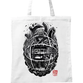 Nákupní taška Nákupní taška unisex s potiskem Industriální srdce - taška bílá