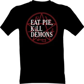 Pánská móda BIO plátěná taška s potiskem Eat pie, kill demons