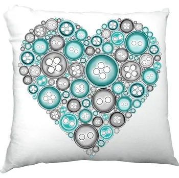 Polštář Polštář saténový s potiskem Párový polštář - knoflík modrý