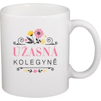 T-shock Hrnek malý bílý s potiskem Úžasná kolegyně