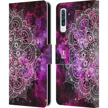 Pouzdro na mobilní telefon Pouzdro na mobil Samsung Galaxy A50 mandala kreslená fialová vesmír (Flipové pouzdro, obal pro mobil Samsung Galaxy A50 mandala kreslená fialová vesmírná mlhovina)