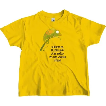 Tričko s potiskem ŽLUTÉ - CHAMELEON SMĚJETE SE... dětské