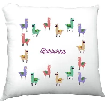 Dekorativní polštářek Polštář saténový s potiskem První polštářek Lamičky