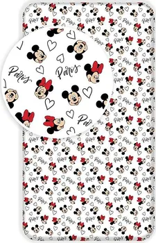 Prostěradlo Jerry Fabrics Mickey a Minnie Paříž Eiffelova věž 90 x 200 cm
