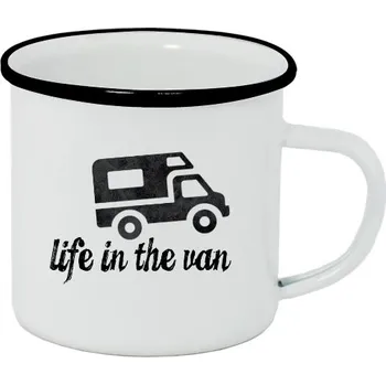 Plecháček - smaltový lem s potiskem Plecháček life in the van