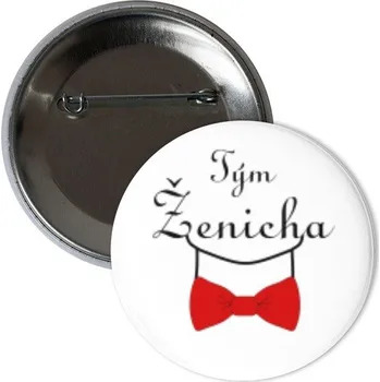 Odznáček s potiskem Tým ženicha s motýlkem