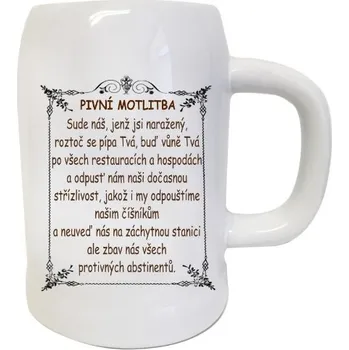 Sklenice Korbel na pivo - matné sklo s potiskem Pivní motlitba