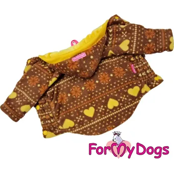 Obleček pro psa FOR MY DOGS Obleček pro psy i fenky – zimní bunda FLEECE HEART BROWN Velikost: 14/M