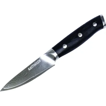 Kuchyňský nůž KATFINGER | Damaškový nůž na zeleninu 3,5" (8,9cm) | černý | KF107