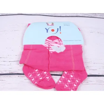 YO Punčocháče punčocháčky punčošky RA03 tm. růžové se srdíčky velikost oblečení - děti: 92/98