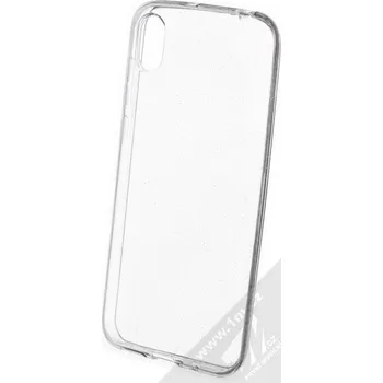 Pouzdro na mobilní telefon Forcell Crystal Glitter třpytivý ochranný kryt pro Huawei Y5 (2019), Honor 8S, 8S (2020) průhledná střírná (transparent silver)