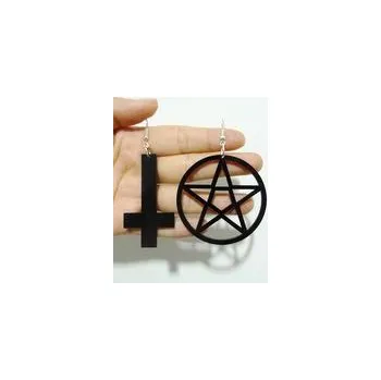 Náušnice Náušnice kříž a pentagram