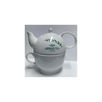 Čajová souprava Ahmad Tea čajový set konvička s hrnkem bílý 480ml