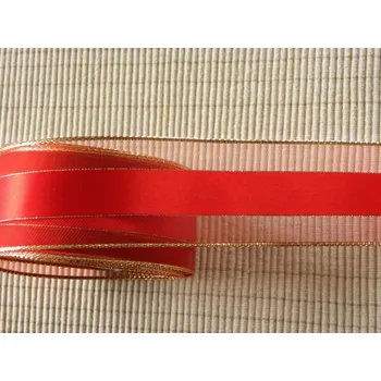 Stuha vánoční s atlasovým proužkem červená 4 cm