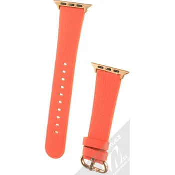 Řemínek na hodinky Dahase Grain Leather kožený řemínek pro Apple Watch 1/2/3/4/5/6/SE 42/44mm oranžový