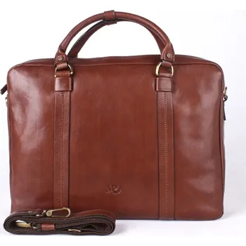 Kabelka Luxusní kožená hladká hnědá business taška do ruky Marta Ponti no. 834