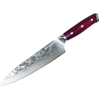 KATFINGER | Damaškový nůž šéfkuchaře 8" (20cm) | červený | KF201
