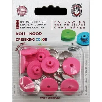 Knoflík KOH-I-NOR Snímatelný knoflík Dressking barevný, 10 ks barva: růžová