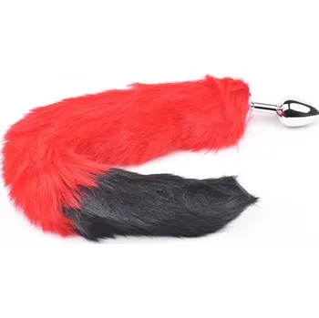 Anální kolík VšeNaSex.cz Ocelový anální kolík Red-Black Fox Tail