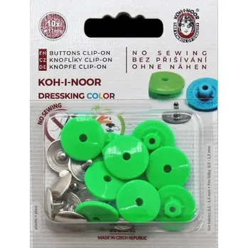 Knoflík KOH-I-NOR Snímatelný knoflík Dressking barevný, 10 ks barva: zelená