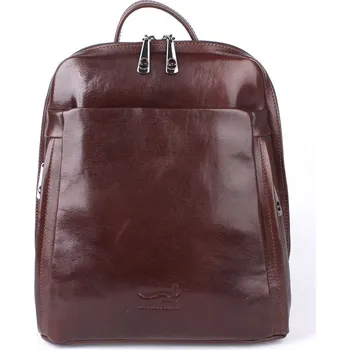 Kabelka Dámský luxusní středně velký batoh Marta Ponti s obsahem cca. 7l tmavěhnědý | KabelkyproVas.cz