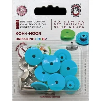 Knoflík KOH-I-NOR Snímatelný knoflík Dressking barevný, 10 ks barva: tyrkysová