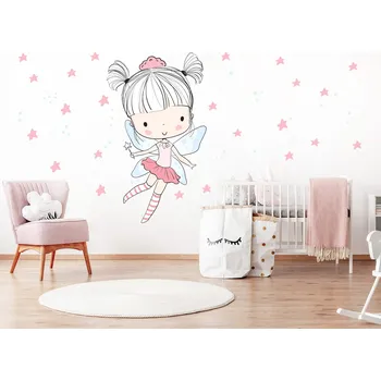 Samolepící dekorace Růžová víla samolepky na zeď arch 42 x 72 cm