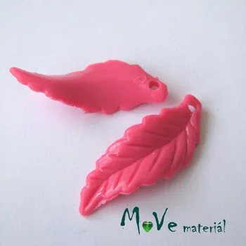 Dětské navlékací korálky Akrylové lístečky zvlněné, 2ks, tm. růžové