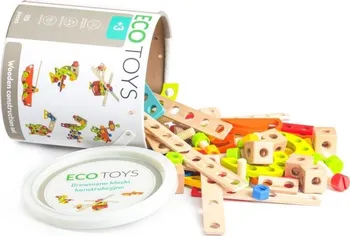Dřevěná hračka Eco Toys Dřevěná stavebnice v kyblíku 120 ks