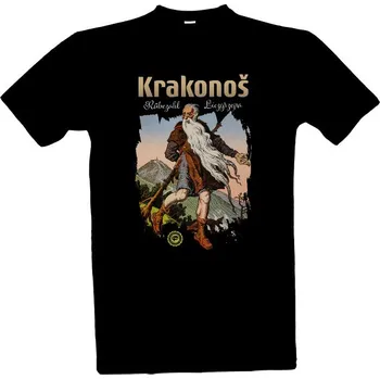 Pánské tričko Tričko s potiskem Krakonoš 001 / Black pánské