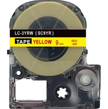 Pásek do tiskárny Epson LC-SC9YR, 9mm x 8m, červený tisk / žlutý podklad, kompatibilní páska