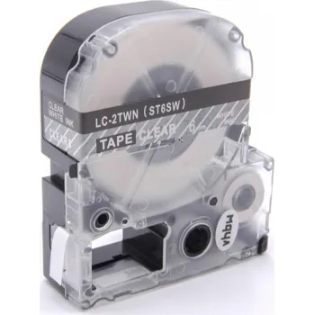 Pásek do tiskárny Epson LC-ST6SW, 6mm x 8m, bílý tisk / průhledný podklad, kompatibilní páska