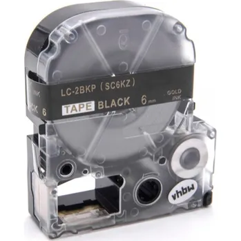 Pásek do tiskárny Epson LC-SC6KZ, 6mm x 8m, zlatý tisk / černý podklad, kompatibilní páska