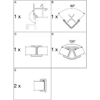 Nábytkové kování VOLPATO Sada k soklovému profilu, příslušenství, výška 150 mm, elox