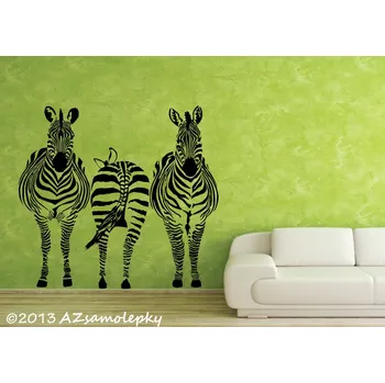 Samolepící dekorace Samolepky na zeď - Tři zebry - S (55 x 50 cm)