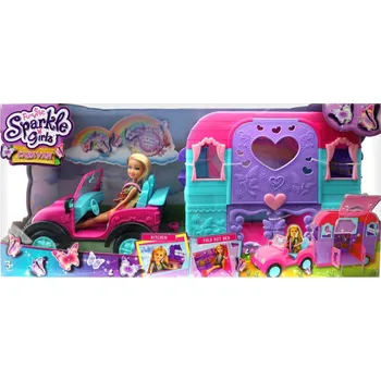 Panenka Alltoys Sparkle Girlz Auto s karavanem a panenkou