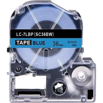 Pásek do tiskárny Epson LC-SC36BW, 36mm x 8m, černý tisk / modrý podklad, kompatibilní páska