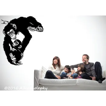 Samolepící dekorace Samolepky na zeď - Šimpanz a mládě - XL (60 x 93 cm)