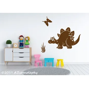 Samolepící dekorace Dětské samolepky na zeď - Veselý stegosaurus - S (35 x 23 cm)
