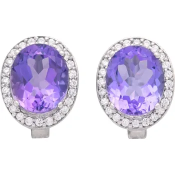 Náušnice Stříbrné náušnice s ametystem a zirkony Ag 6,2 g