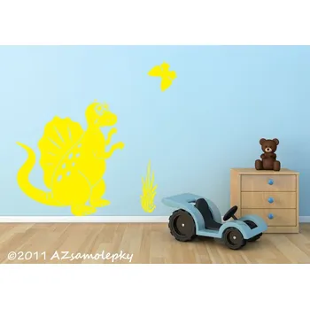 Samolepící dekorace Dětské samolepky na zeď - Veselý spinosaurus - XL (70 x 75 cm)